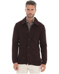 Paoloni - Truien & Vesten ,Bruin ,Wol Textured Button-Up Jacket - Lyst