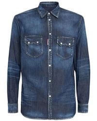 DSquared² - Overhemden ,Blauw ,Stijlvolle Overhemden Voor Mannen - Lyst