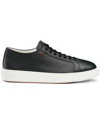 Santoni - Blaue Sneaker Für Herren Aus Getrommeltem Leder, Größe - Lyst