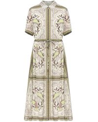 Tory Burch - Kleedjes ,Wit ,Katoen Jurk Met Patroon - Lyst