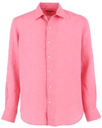MC2 Saint Barth - Overhemden ,Roze ,Linnen Linnen Vintage 23 Overhemd - Lyst