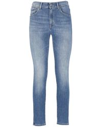 Dondup - Blaue jeans mit logo-patch - Lyst