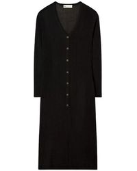 Tory Burch - Zwarte Lange Cardigan Met V-Hals En Knopen - Lyst