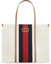 Gucci - Canvas Web Interlocking G Tote Bag - Lyst