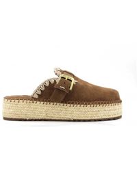 Mou - Schoenen ,Bruin ,Suède Suède Klomp Met Jute Sleehak - Lyst