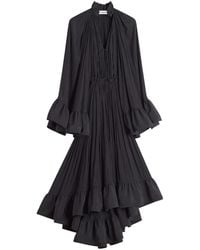 Lanvin - Schwarzes Charmeuse Midi-Kleid - Lyst