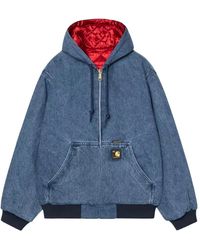Carhartt - Jassen ,Blauw ,Denim 50 Years Anniversary Og Active Jacket Denim - Lyst