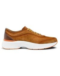 Santoni - Schoenen ,Bruin ,Suède Leren Sneaker Voor - Lyst
