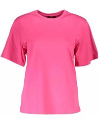 Class Roberto Cavalli - T-shirt in cotone rosa con stampa logo - Lyst