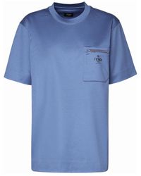 Fendi - Denim Katoenen T-Shirt Met Logo Zak - Lyst