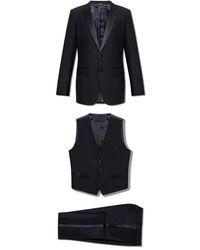Dolce & Gabbana - Kostuums ,Blauw ,Wol Driedelig Pak Van Wol - Lyst