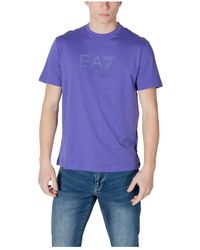 EA7 - Lila einfaches rundhals t-shirt - Lyst