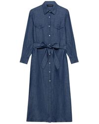Brooks Brothers - Maxi Linnen Denim Overhemdjurk - Lyst
