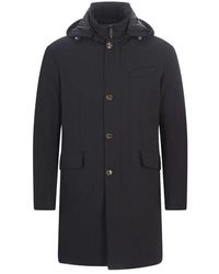 Montecore - Blaue wollparka mit abnehmbarer kapuze - Lyst