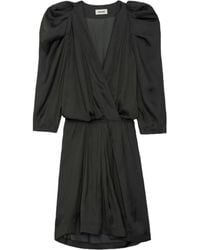 Zadig & Voltaire - Ruz Wrap-neck Long-sleeve Satin Mini Dress - Lyst