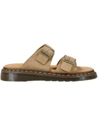 Dr. Martens - Beige Leather Flat Sandals - Lyst