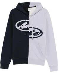 Arte' - Hoodies & Sweatvesten ,Grijs ,Katoen Split Patch Zip Hoodie - Lyst