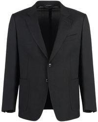 Tom Ford - Jassen ,Zwart ,Wol Wollen Reverskraag Jas - Lyst