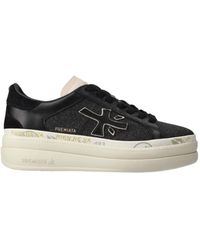 Premiata - Schwarze Leder- Und Stoffturnschuhe - Lyst