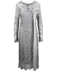 Ermanno Scervino - Floral Lace Silk Slip Dress - Lyst