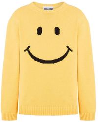 Moschino - Cotton Blend Knit Sweater With Playful Embroidery - Lyst