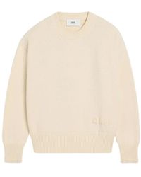 Ami Paris - Cremeweißer Crew Neck Sweater - Lyst