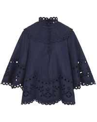 Zimmermann - Mahon Broderie Denim Top - Lyst