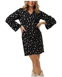 Object - Schwarzes Minikleid Mit Langen Ärmeln - Lyst