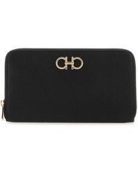 Ferragamo - Accessoires ,Zwart ,Leer Gancini Continental Portemonnee - Lyst
