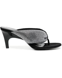 The Attico - Silberne strass high heel sandalen - Lyst