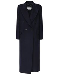 Max Mara - Jassen ,Blauw ,Wol Double-Breasted Jas Met Zakken - Lyst