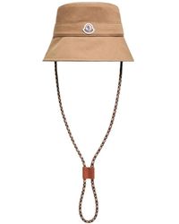 Moncler - Accessoires ,Bruin ,Katoen Logo Patch Baseball Cap - Lyst