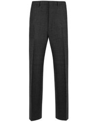 Prada - Broeken ,Grijs ,Wol Geruite Wollen Broek Met Sluiting - Lyst