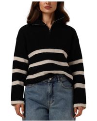 SELECTED - Schwarzer Merinowoll-Halbzip-Pullover - Lyst