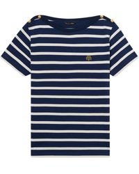 Brooks Brothers - Gestreept Katoenen T-Shirt Met Geborduurd Logo - Lyst
