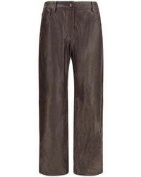 Magda Butrym - Broeken ,Bruin ,Leer Rechte Leren Broek - Lyst