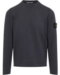 Stone Island - Grauer Pullover Rundhals Logo Patch - Lyst