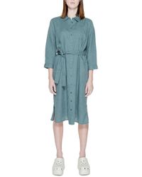 Street One - Groene Linnen Overhemdjurk Casual Midi - Lyst