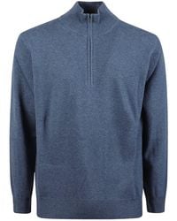 Altea - Truien & Vesten ,Blauw ,Wol Half Zip Trui - Lyst