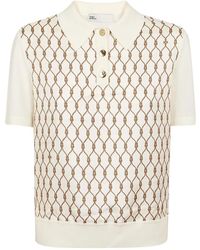 Tory Burch - Nuovo polo in seta ivory brown knot - Lyst