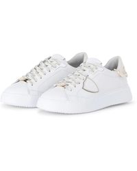 Philippe Model - Schoenen ,Wit ,Leer Minimalistische Leren Sneaker Met Witte Hielkap - Lyst