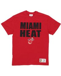 Mitchell & Ness - Tops ,Rood ,Katoen Miami Heat Nba Tee - Lyst