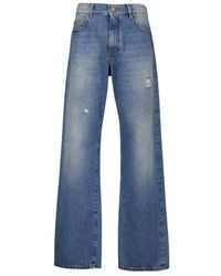 Balmain - Vintage Loose-Fit Blauwe Denim Jeans - Lyst