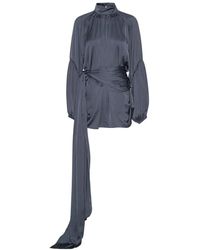 ROTATE BIRGER CHRISTENSEN - Kleid Mit Hohem Kragen Und Knotendetail - Lyst