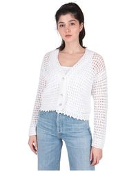 Vince - Truien & Vesten ,Wit ,Comfortabele Gehaakte Cardigan - Lyst