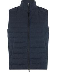 Herno - Jassen ,Blauw ,Linnen Gewatteerd Gilet Met Rits - Lyst