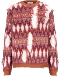 Laneus - Truien & Vesten ,Rood ,Wol Rode Geometrische Crew Neck Trui - Lyst