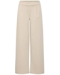 Ichi - Lange weite straight-leg hose doeskin - Lyst