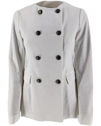 Kiltie - Double-Breasted Ronde Hals Jas - Lyst