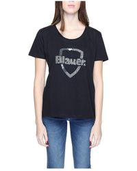 Blauer - Schwarzes bedrucktes baumwoll-t-shirt - Lyst